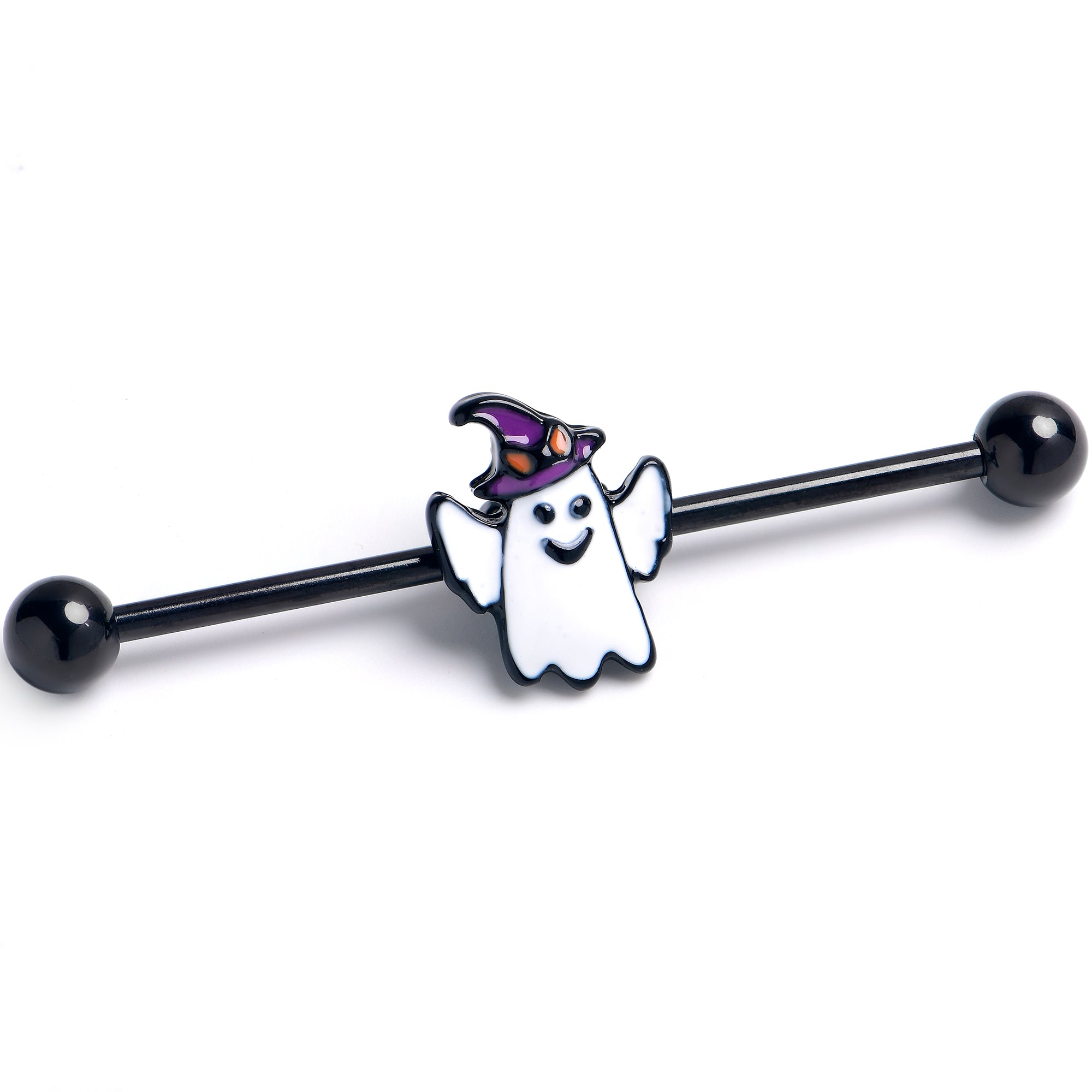 BodyCandy 14G Black Witch Hat Ghost Industrial Barbell 38mm — main product shot