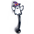BodyCandy 16G 5/16 Black Witch Hat Ghost Curved Eyebrow Ring — main product shot