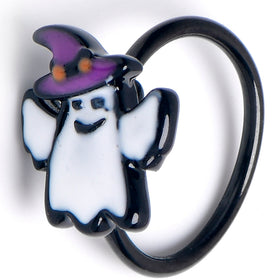 20G 5/16 Black Witch Hat Ghost Nose Hoop