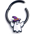 BodyCandy 16G 3/8 Black Witch Hat Ghost Hinged Segment Ring — main product shot