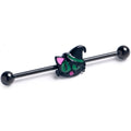 BodyCandy 14G Pink Gem Black Halloween Hat Cat Industrial Barbell 38mm — main product shot