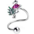 BodyCandy Pink Gem Fabulous Flamingo Spiral Twister Belly Ring — main product shot
