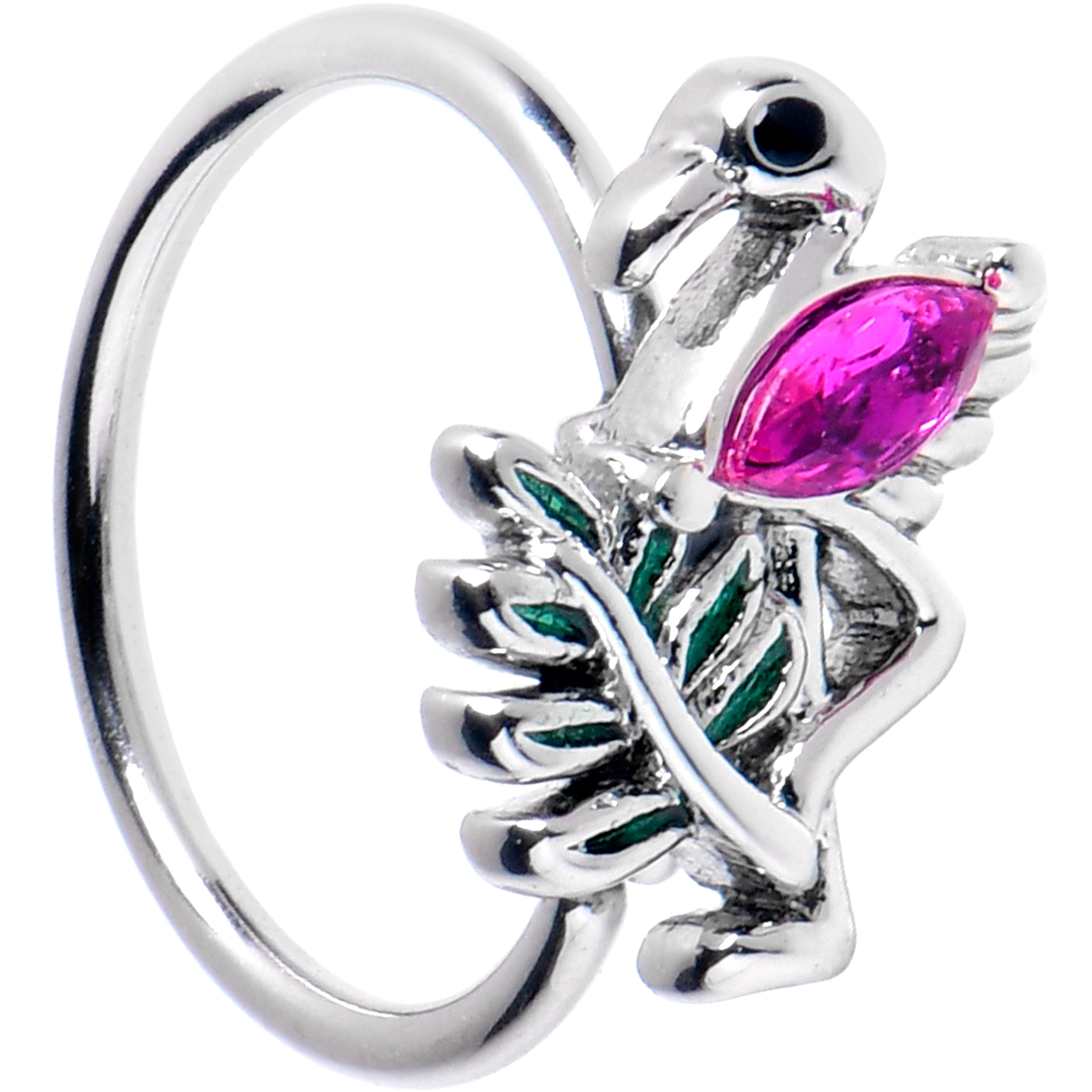 BodyCandy 20G 5/16 Pink Gem Fabulous Flamingo Nose Hoop — main product shot