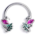 BodyCandy 16G 3/8 Pink Gem Fabulous Flamingo Horseshoe Circular Barbell — main product shot