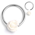 BodyCandy 16G 3/8 Open Bloom Rose White BCR Captive Ring — main product shot