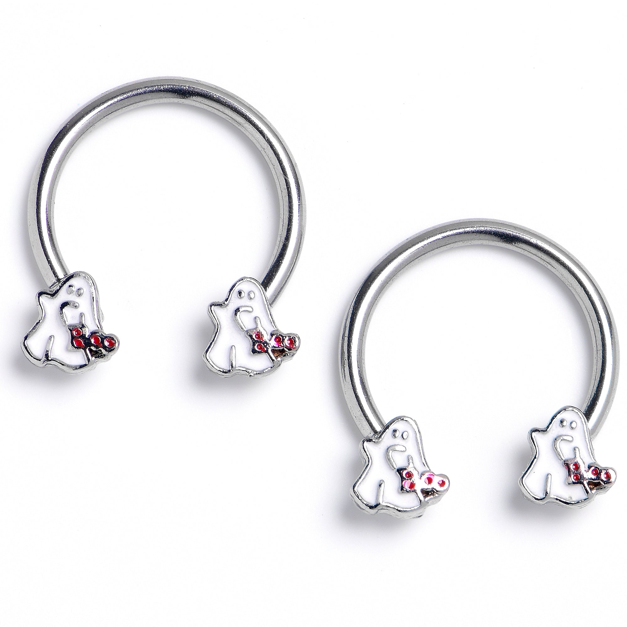 BodyCandy 16G 3/8 Boo Ghost Halloween Horseshoe Circular Barbell Set of2 — main product shot