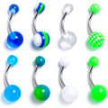 BodyCandy Blue White Green Belly Ring Set of 8 — main product shot