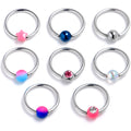 BodyCandy 16G 3/8 Pink Clear Gem Multi Purple Blue BCR Captive Ring Set of 8 — main product shot