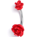 BodyCandy Open Bloom Rose Red Double Mount Belly Ring — main product shot