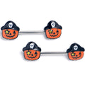 BodyCandy 14G 9/16 Yellow Gem Orange Pirate Pumpkin Barbell Nipple Ring Set — main product shot