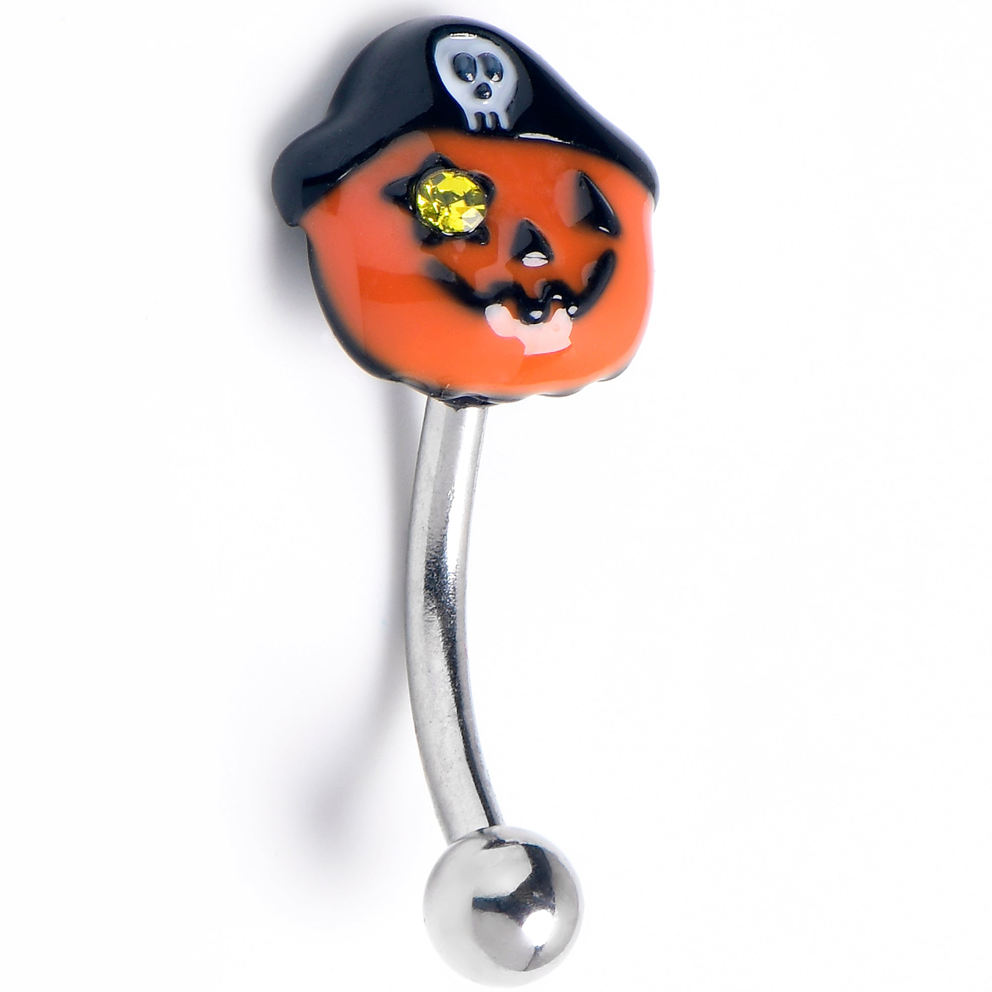 BodyCandy 16G 5/16 Yellow Gem Orange Pirate Pumpkin Curved Eyebrow Ring — main product shot