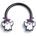 BodyCandy 16G 3/8 Black Witch Hat Ghosts Horseshoe Circular Barbell — main product shot