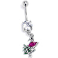 BodyCandy Clear Pink Gem Fabulous Flamingo Dangle Belly Ring — main product shot