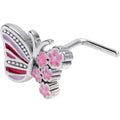 BodyCandy 20G 7mm Flowery Butterfly Pink L Shape Nose Ring — main product shot