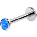 BodyCandy 16G 5/16 Blue Synthetic Opal G23 Titanium Threadless Push In Labret — main product shot