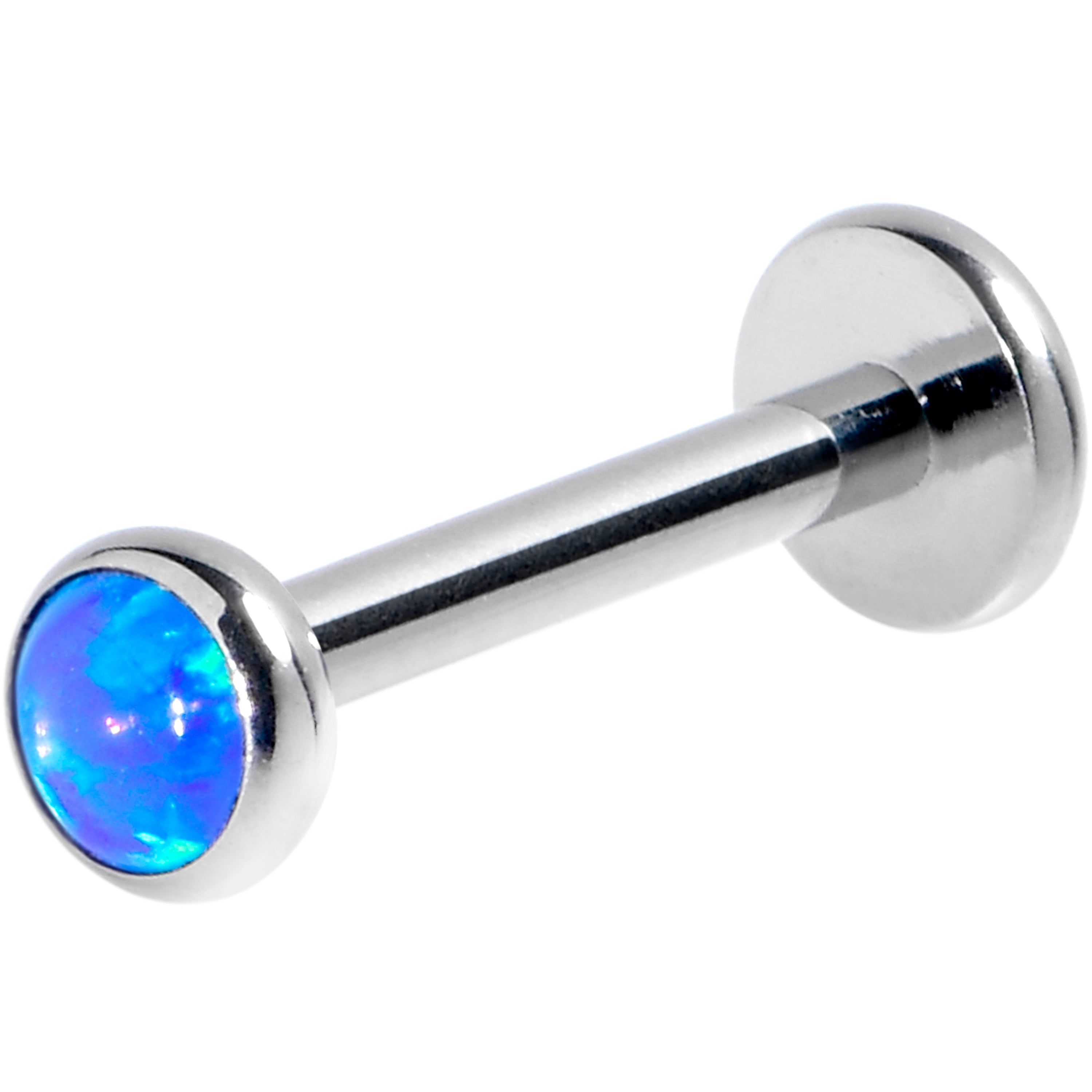 BodyCandy 16G 5/16 Blue Synthetic Opal G23 Titanium Threadless Push In Labret — main product shot