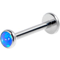 BodyCandy 16G 3/8 Blue Synthetic Opal G23 Titanium Threadless Push In Labret — main product shot