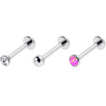 BodyCandy 16G 5/16 Pink Synthetic Opal G23 Titanium Threadless Push In Labret Set of 3 — main product shot