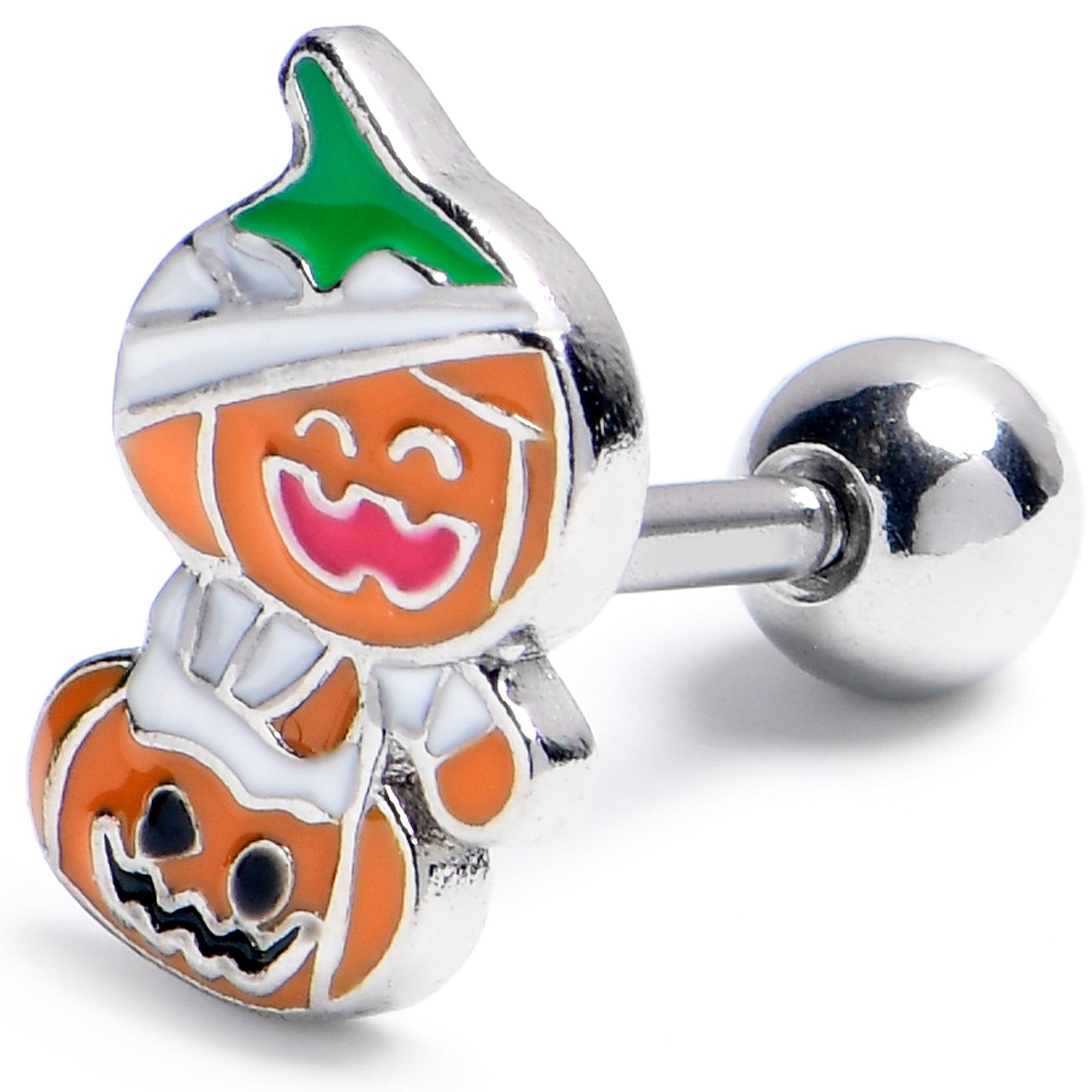 BodyCandy 16G 1/4 Mummy Pumpkin Jack OLantern Cartilage Tragus Earring — main product shot