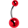 BodyCandy Style Metal Red Acrylic End Belly Ring — main product shot