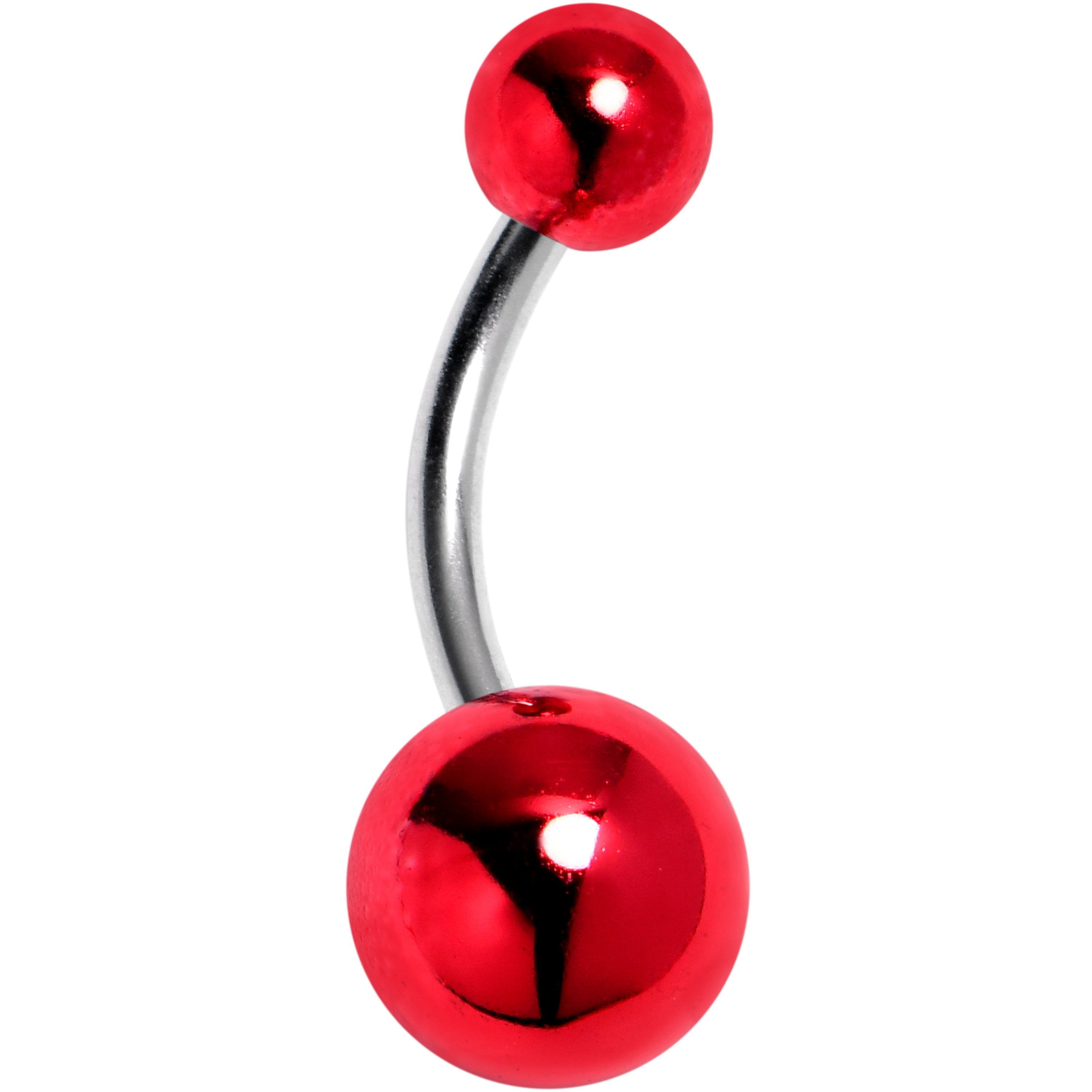 BodyCandy Style Metal Red Acrylic End Belly Ring — main product shot