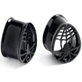 BodyCandy Black Spider Web Double Flare Teardrop Tunnel Plug Set Sizes 8mm to 16mm — main product shot