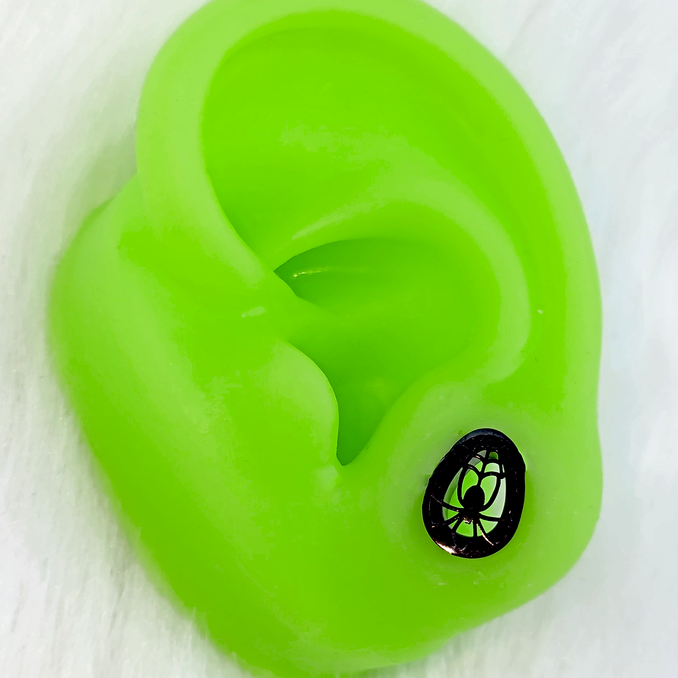BodyCandy Black Spider Web Double Flare Teardrop Tunnel Plug Set Sizes 8mm to 16mm — back view