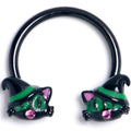 BodyCandy 16G 3/8 Pink Gem Black Halloween Hat Cat Horseshoe Circular Barbell — main product shot