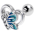 BodyCandy 16G 1/4 Clear Gem Butterfly Love Blue Cartilage Tragus Earring — main product shot