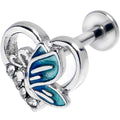 BodyCandy 16G 1/4 Clear Gem Butterfly Love Heart Blue Labret Tragus — main product shot