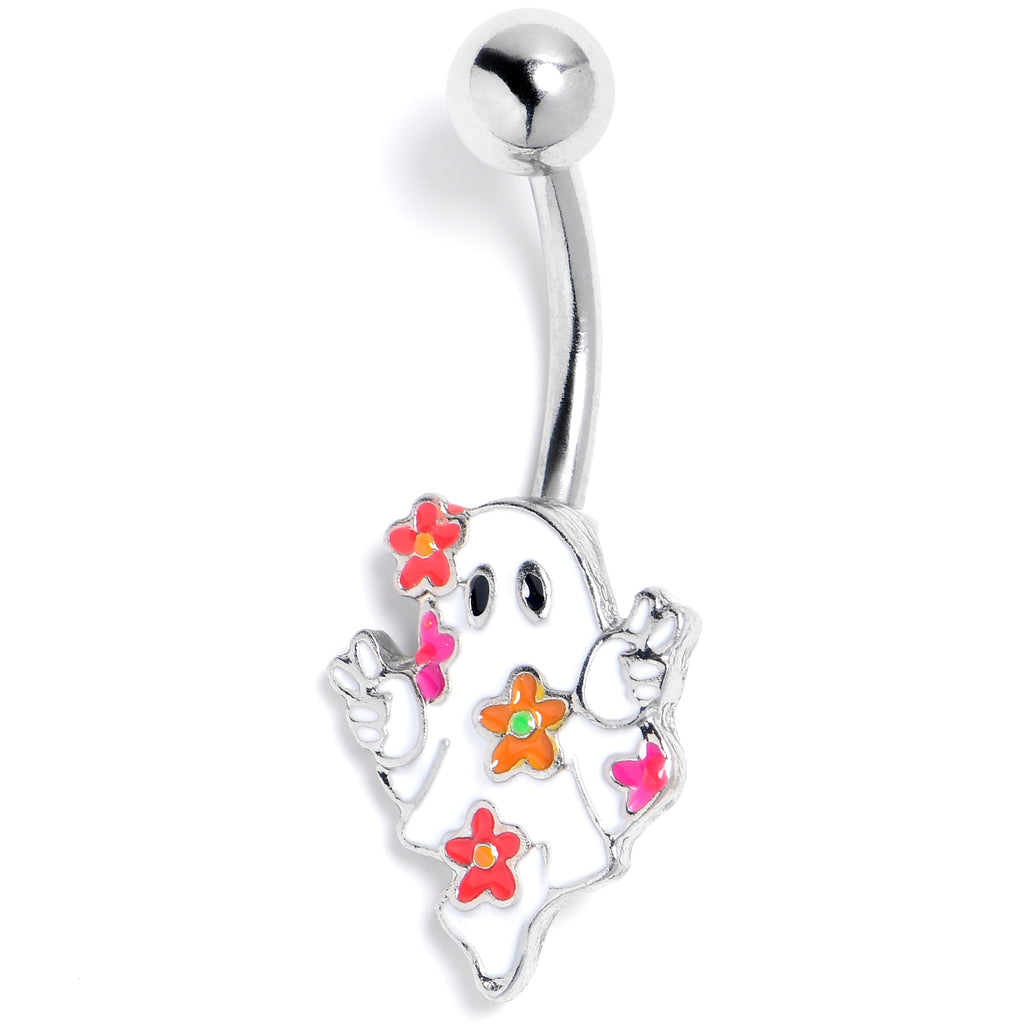 BodyCandy Halloween Floral Ghost Belly Ring — main product shot