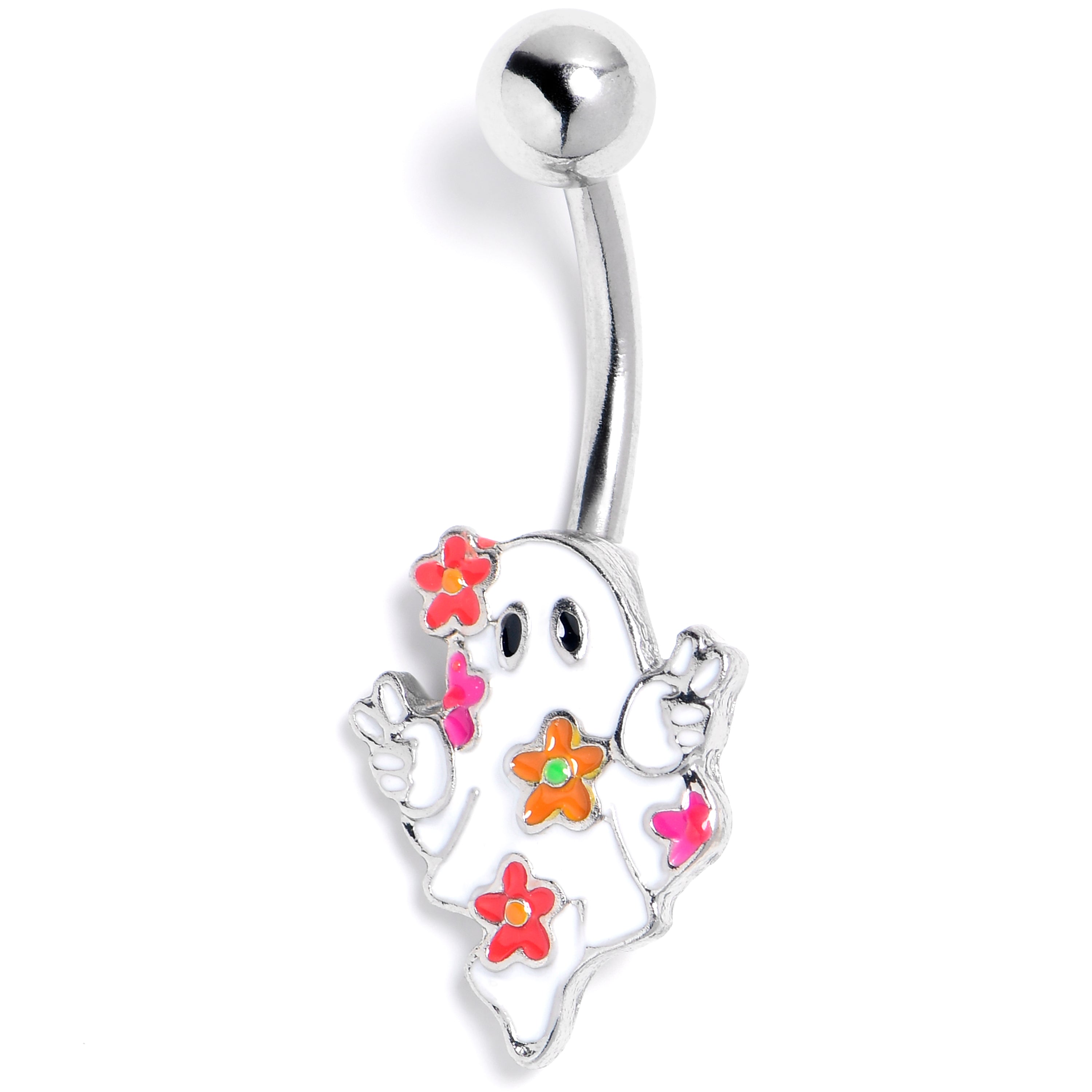 BodyCandy Halloween Floral Ghost Belly Ring — main product shot