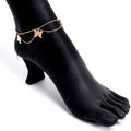BodyCandy Rose Gold Tone Butterflies Double Stainless Steel Ankle Bracelet — main product shot