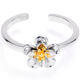 Happy Flower Golden Center Adjustable Toe Ring