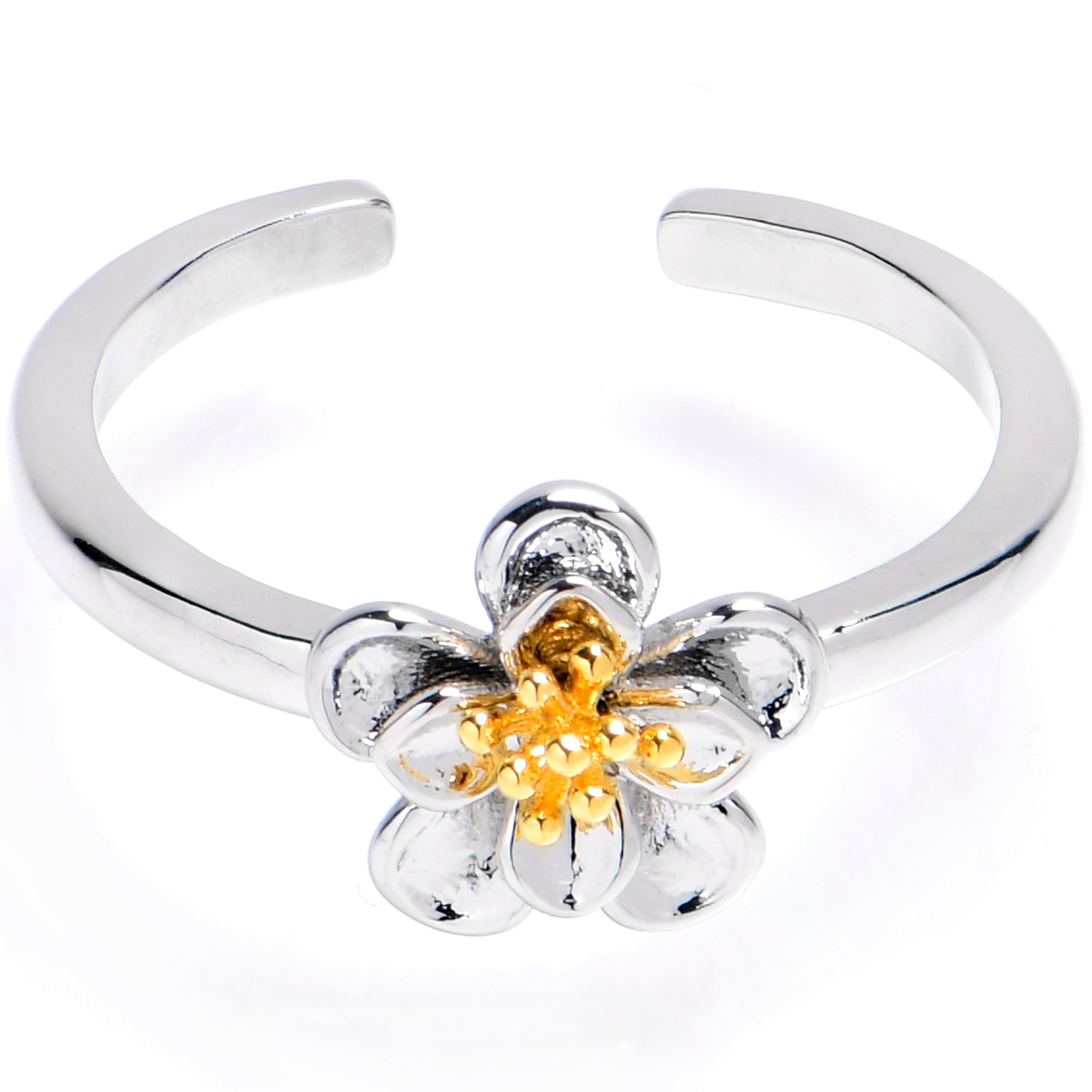 BodyCandy Happy Flower Golden Center Adjustable Toe Ring — main product shot