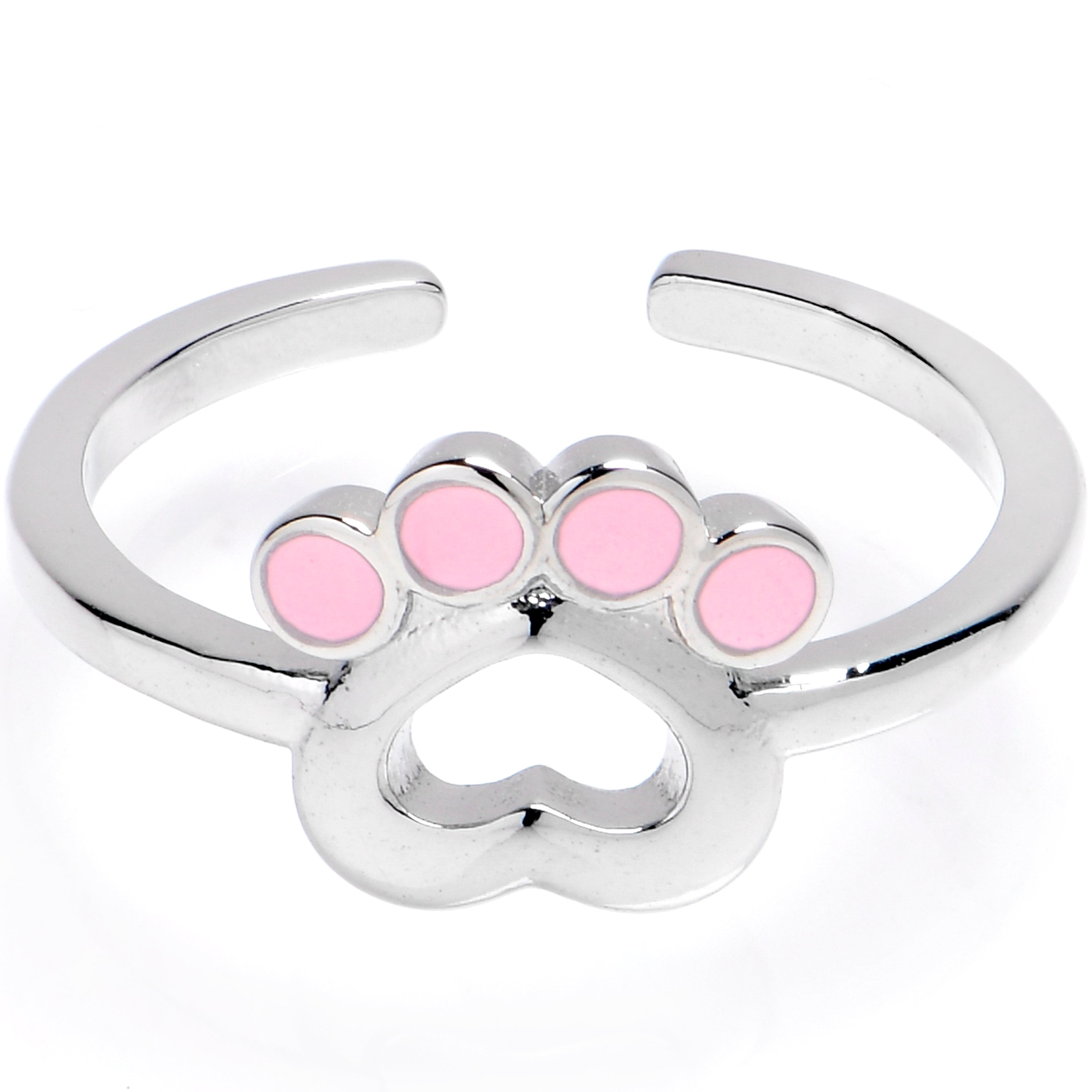 BodyCandy Pretty Paw Pink Pads Adjustable Toe Ring — main product shot