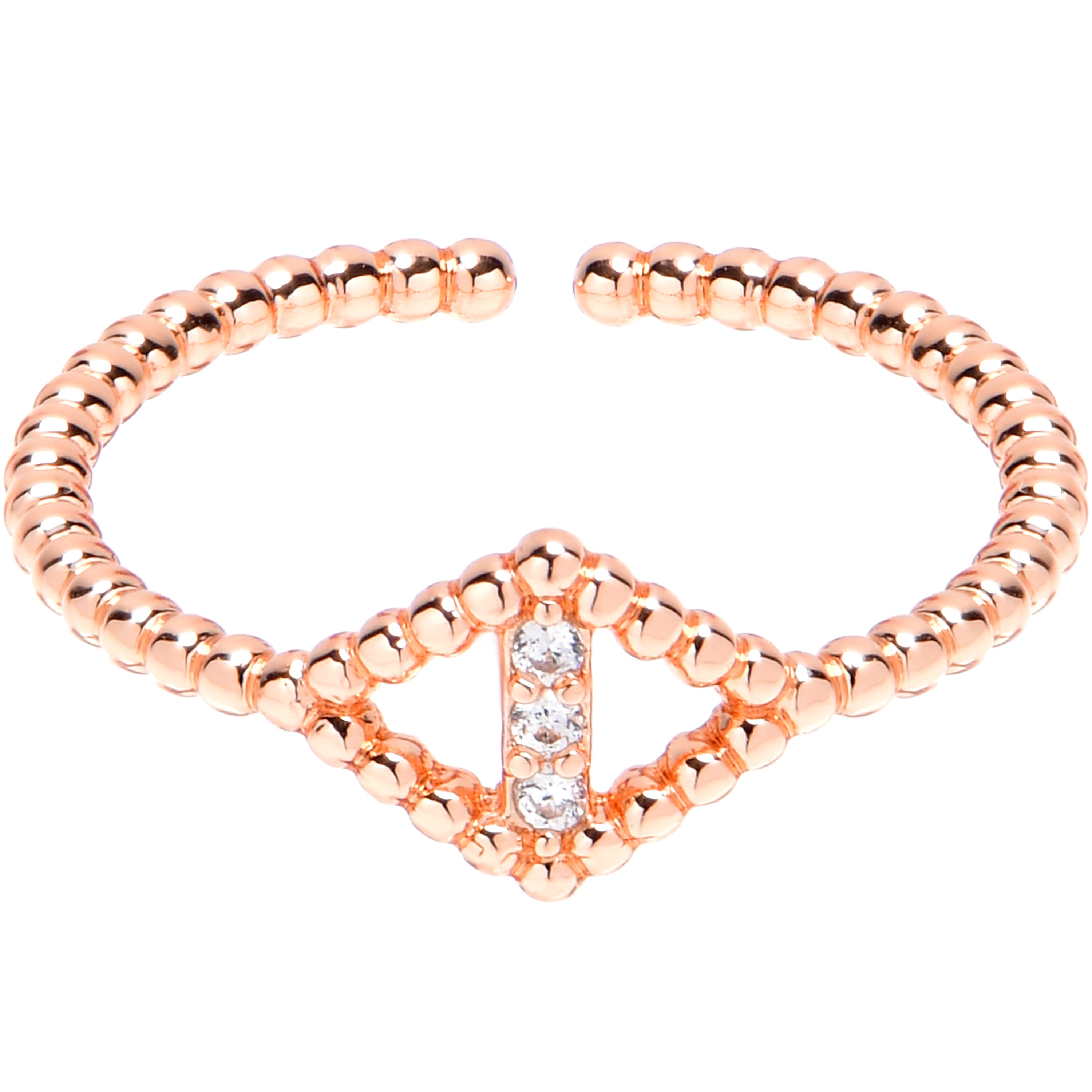 BodyCandy Clear Gem Textured Rhombus Rosy Adjustable Toe Ring — main product shot