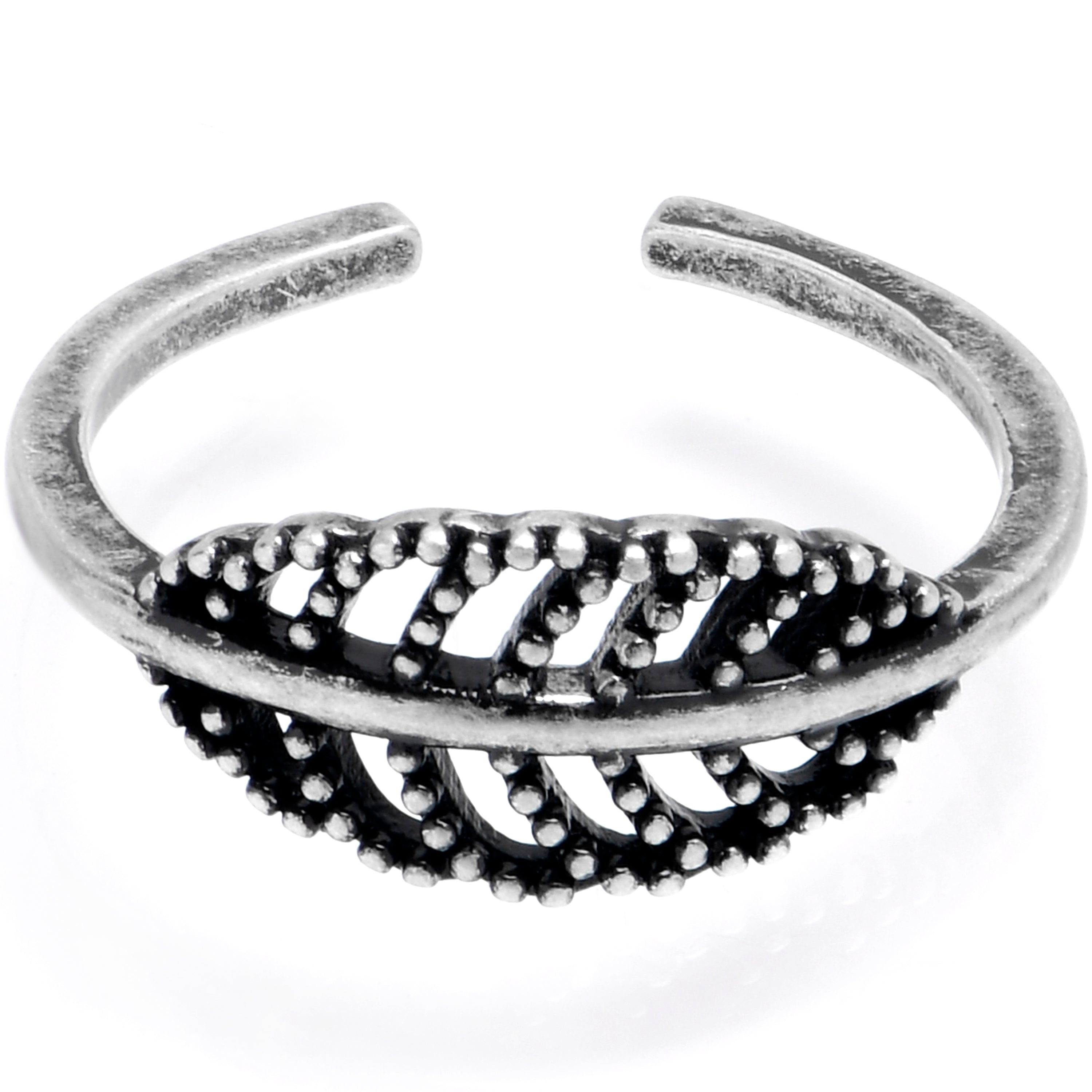 BodyCandy Textured Filigree Leaf Adjustable Toe Ring — main product shot