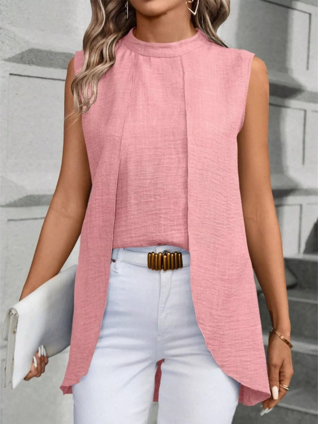 Mock Neck Sleeveless Top