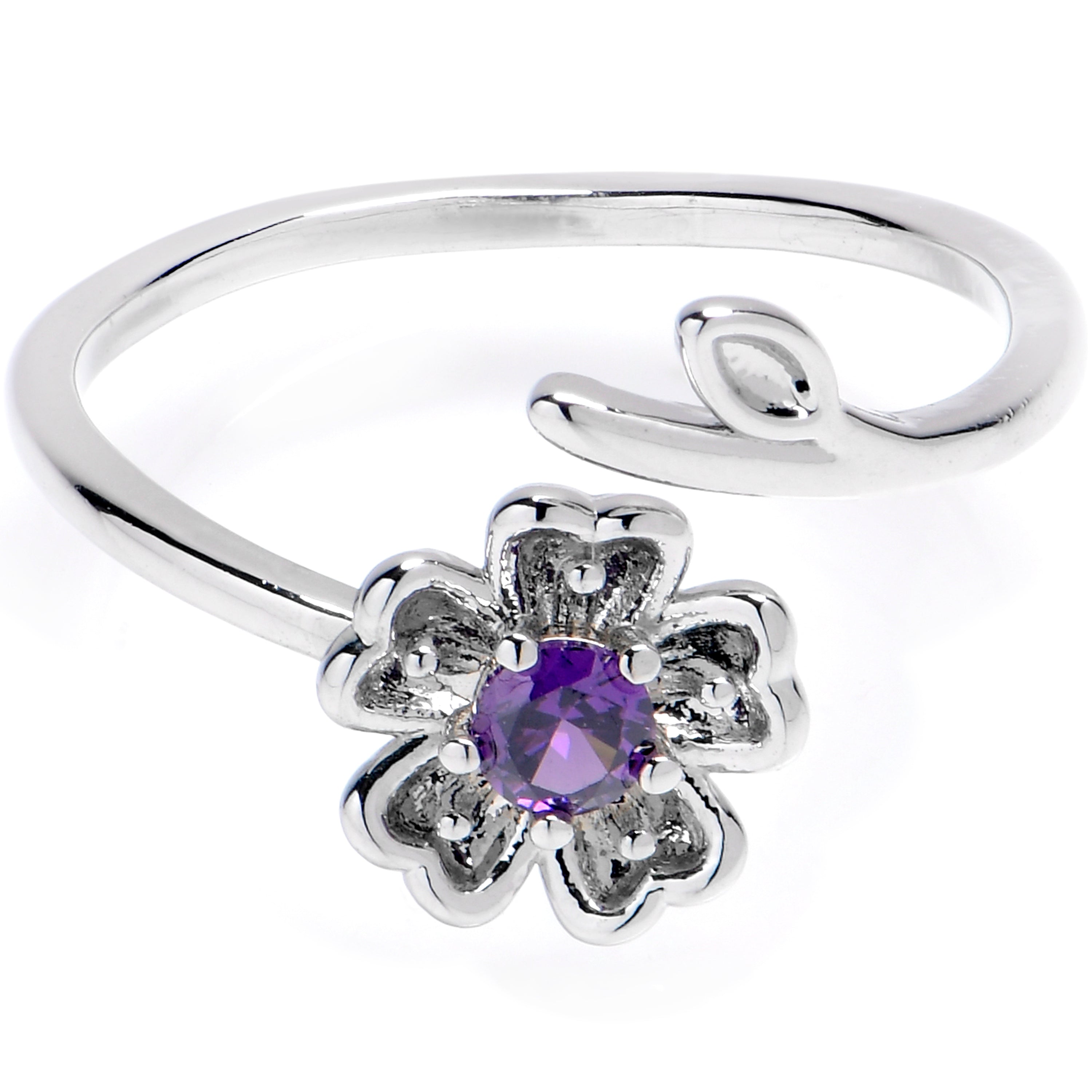 BodyCandy Purple Gem Pretty Flower Adjustable Toe Ring — main product shot