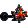 BodyCandy 16G Orange CZ Gem Black Autumn Leaf Flat Back Earring — back view