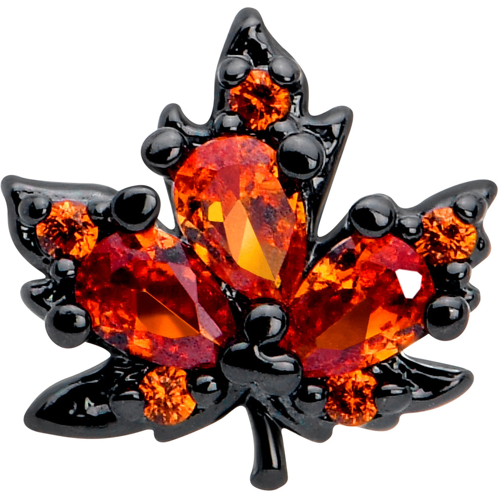 BodyCandy 16G Orange CZ Gem Black Autumn Leaf Flat Back Earring — lifestyle context