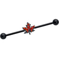 BodyCandy 14G Orange CZ Gem Black Autumn Leaf Industrial Barbell 38mm — main product shot