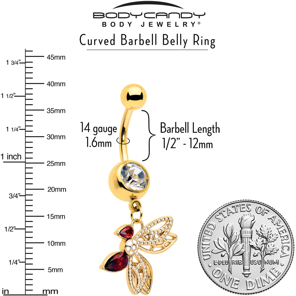 BodyCandy Red CZ Gem Gold Tone Drama Butterfly Dangle Belly Ring — lifestyle context