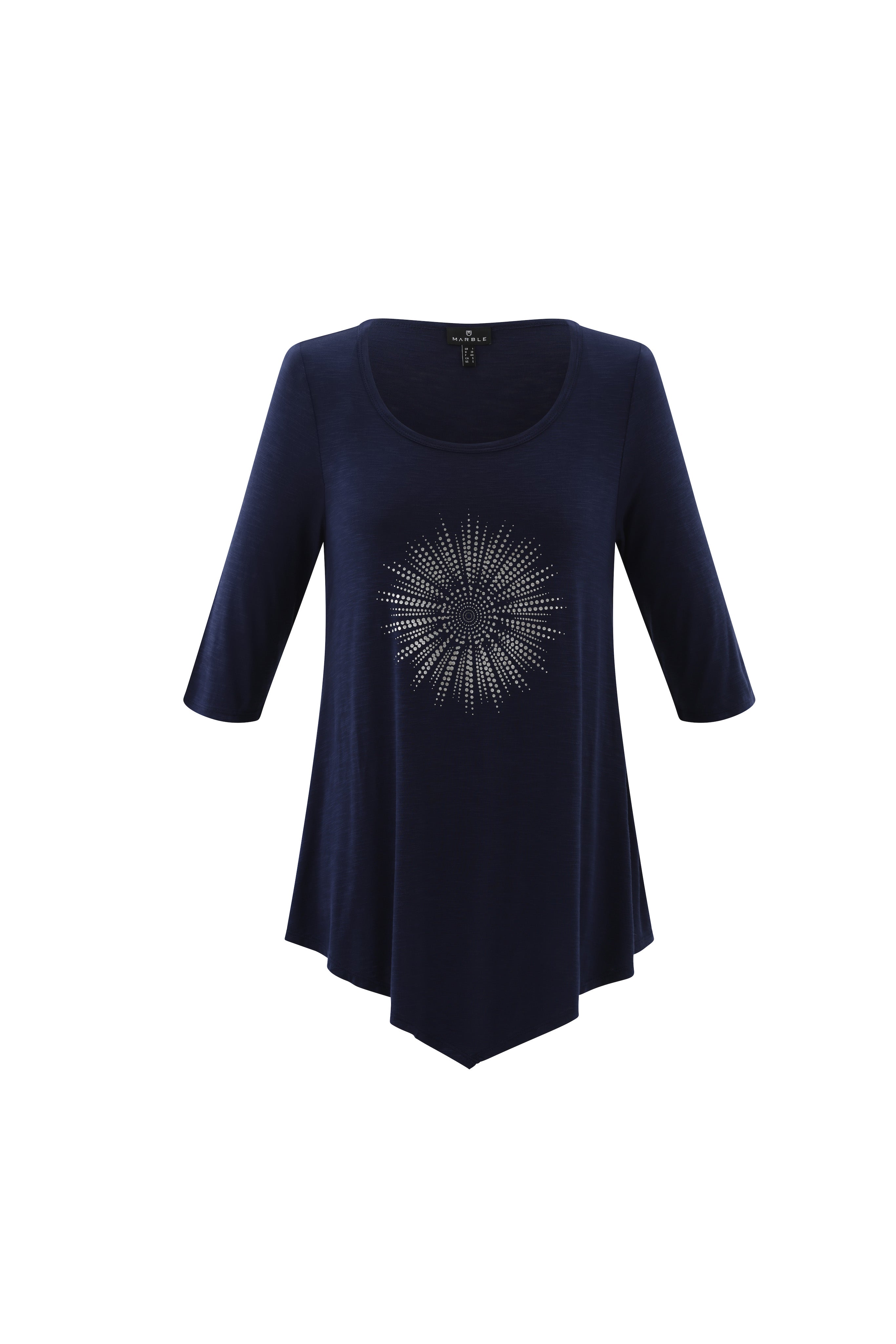 KADOU BOUTIQUE Marble Asymmetrical Tunic Top — main product shot