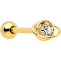 BodyCandy Clear CZ Gem Gold Tone Stylish Saturn Barbell Tongue Ring — main product shot