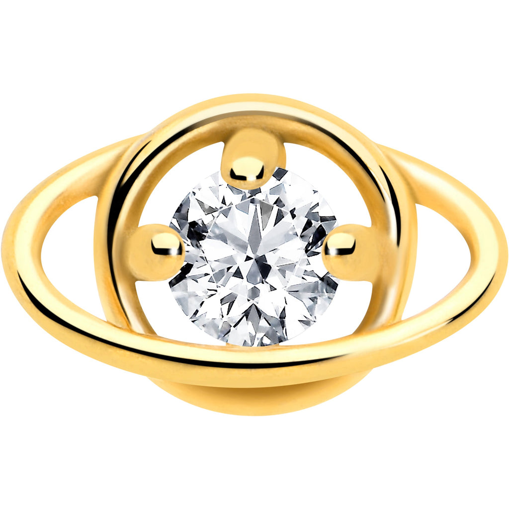 BodyCandy Clear CZ Gem Gold Tone Stylish Saturn Barbell Tongue Ring — lifestyle context