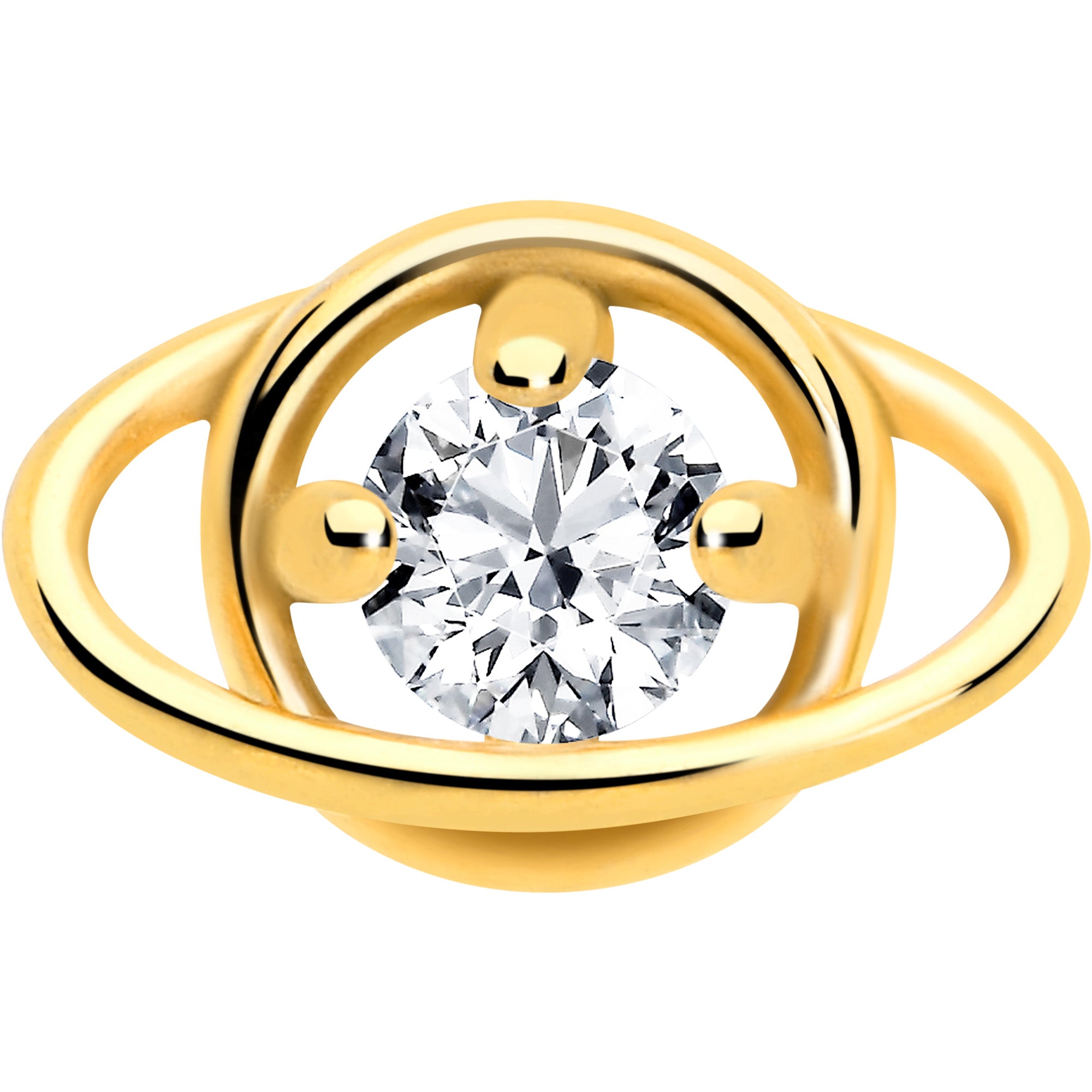 BodyCandy Clear CZ Gem Gold Tone Stylish Saturn Barbell Tongue Ring — lifestyle context