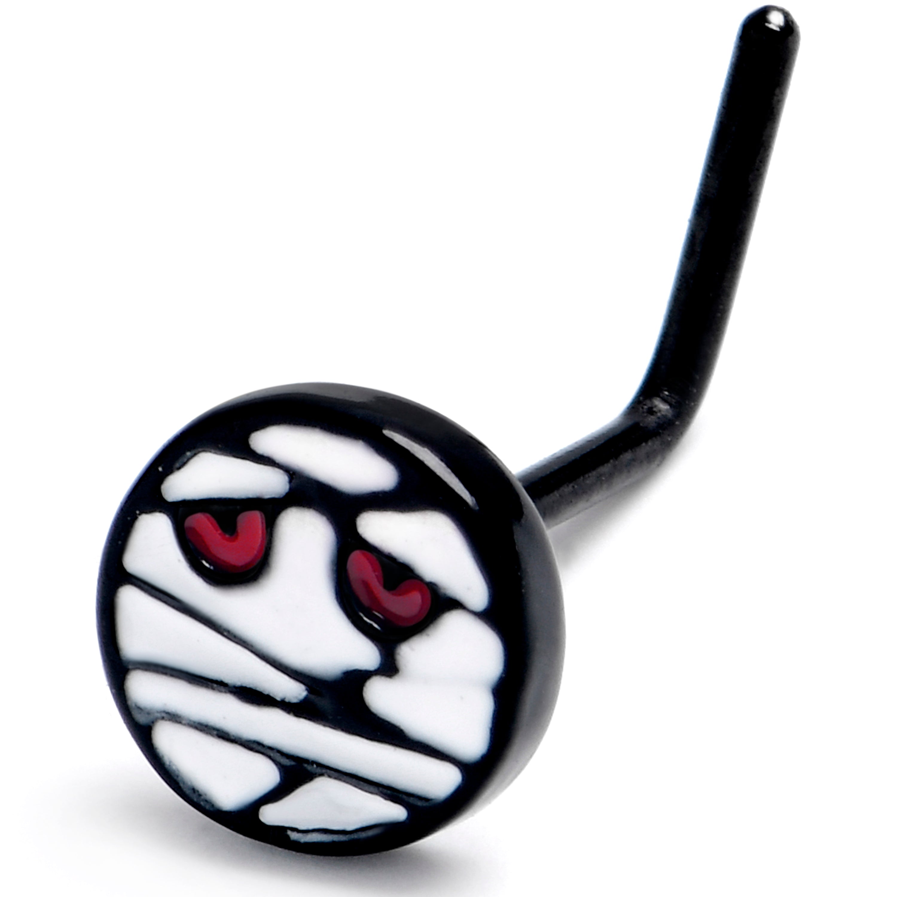 BodyCandy 20G 7mm Black Halloween Mummy L Shape Nose Ring — main product shot