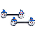BodyCandy 14G 9/16 Black Witch Hat Mummy Halloween Barbell Nipple Ring Set — main product shot